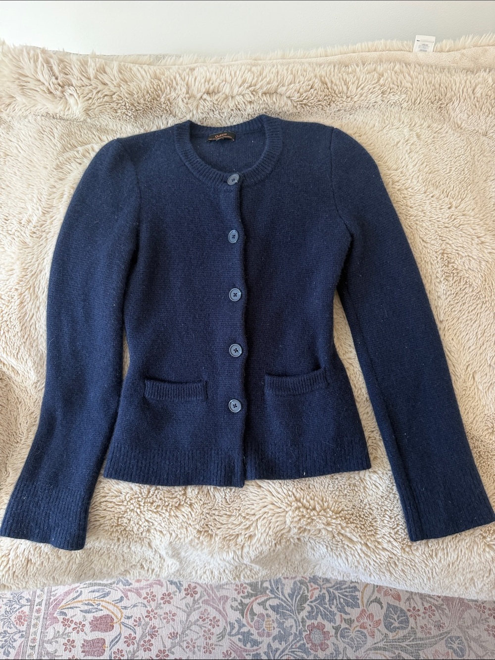 Quince Navy Button-Up Women's Cardigan